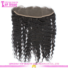 High quality natural color brazilian lace frontal closure 13x4 with baby hair deep wave from ear to ear lace frontal